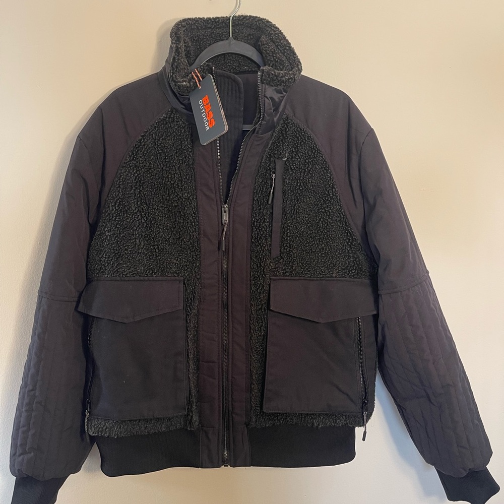 BASS Black Puffer Jacket with Quilted Insulation